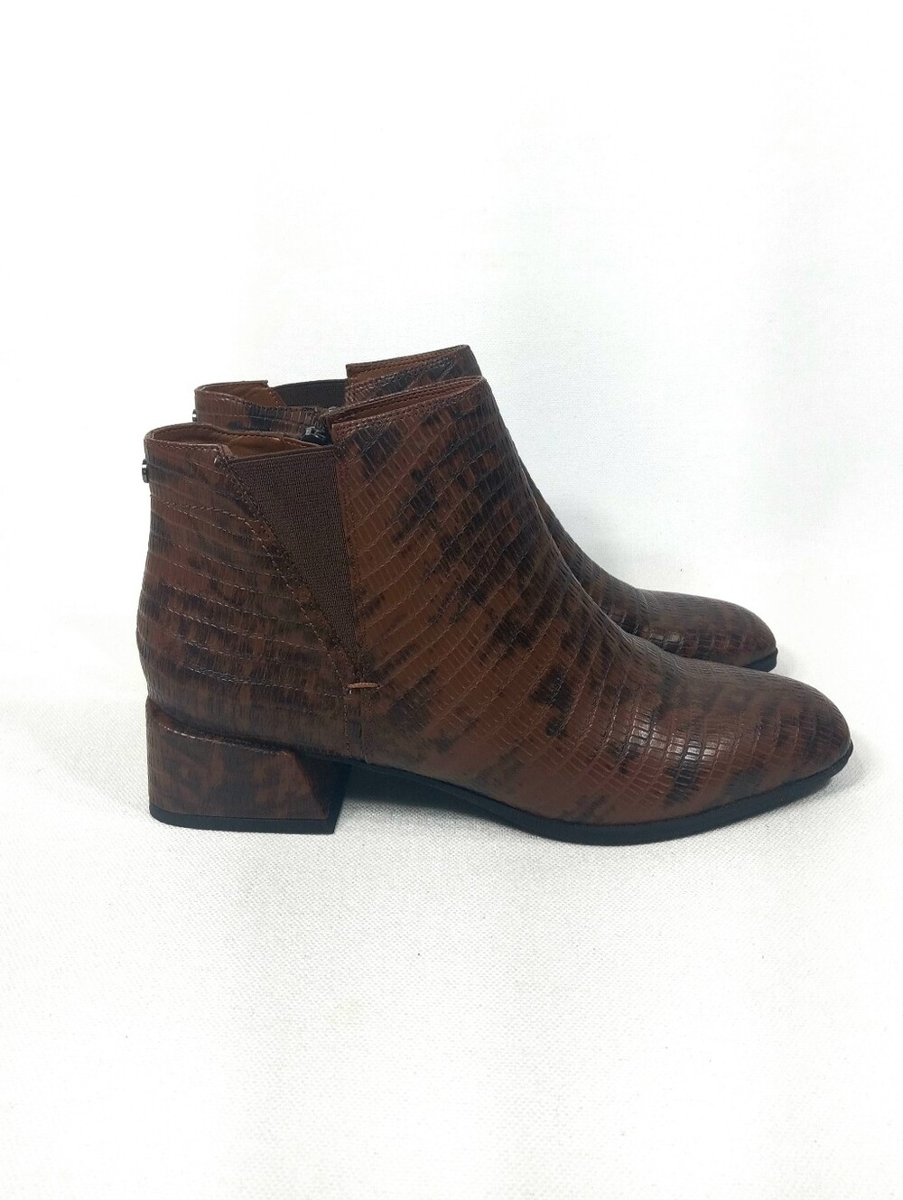 FRANCO SARTO Nico Womens Espresso Brown Snake Print Ankle Boots Size 8.5